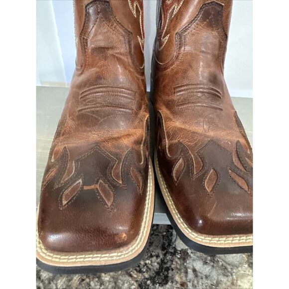 Ariat 10010937 Brown Leather Square Toe Cowboy Boots ATS . Men\'s Size 9 C EUC main image 5